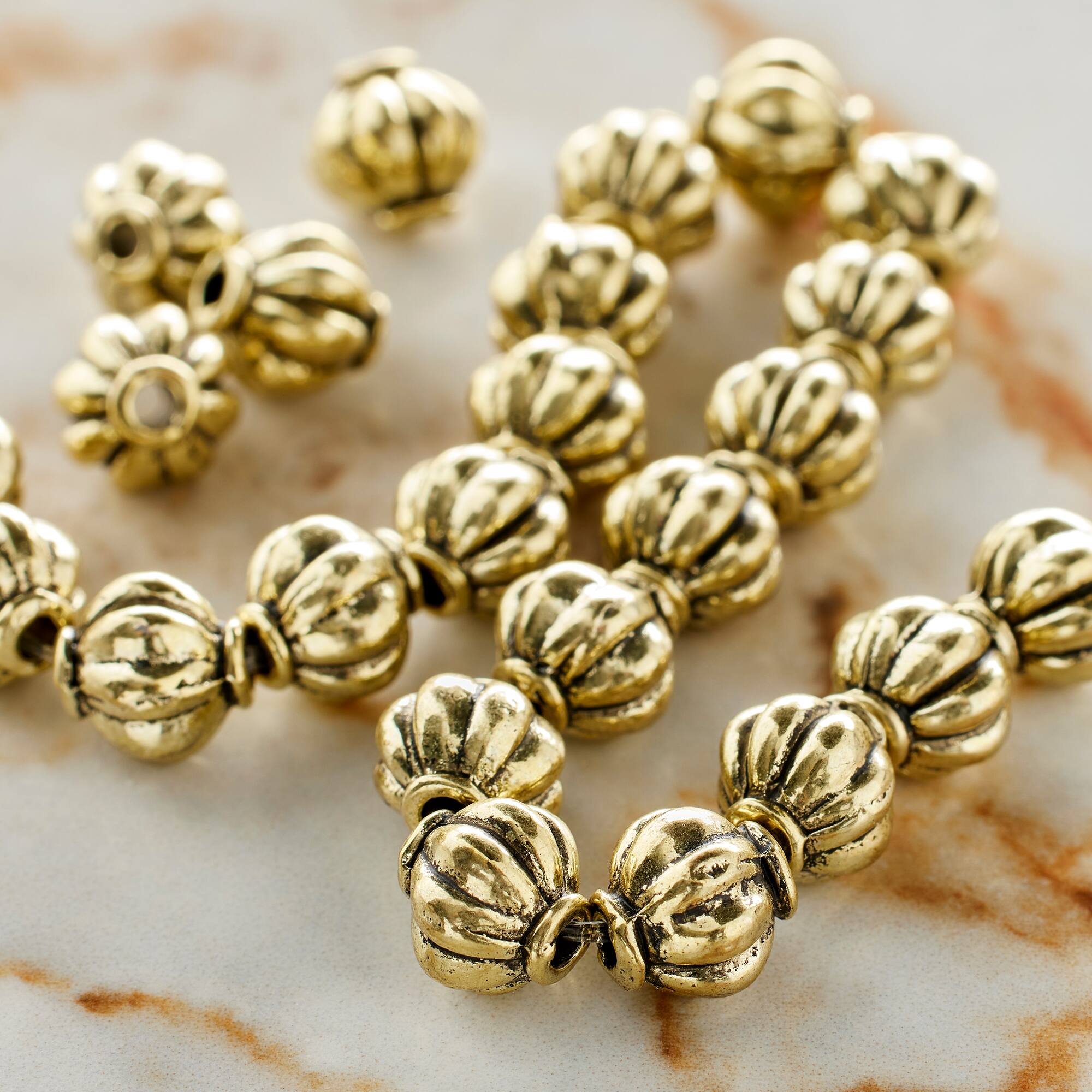 Gold Metal Lantern Beads, 8mm by Bead Landing™
